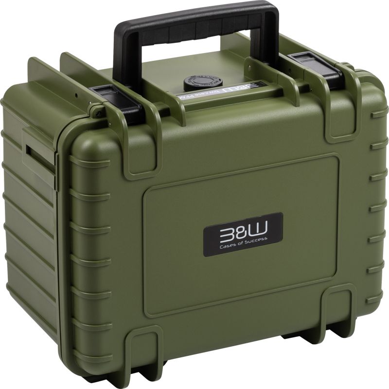 B&W Outdoor Case Type 2000 til DJI Mini 5 Pro i bronzegrøn, lukket